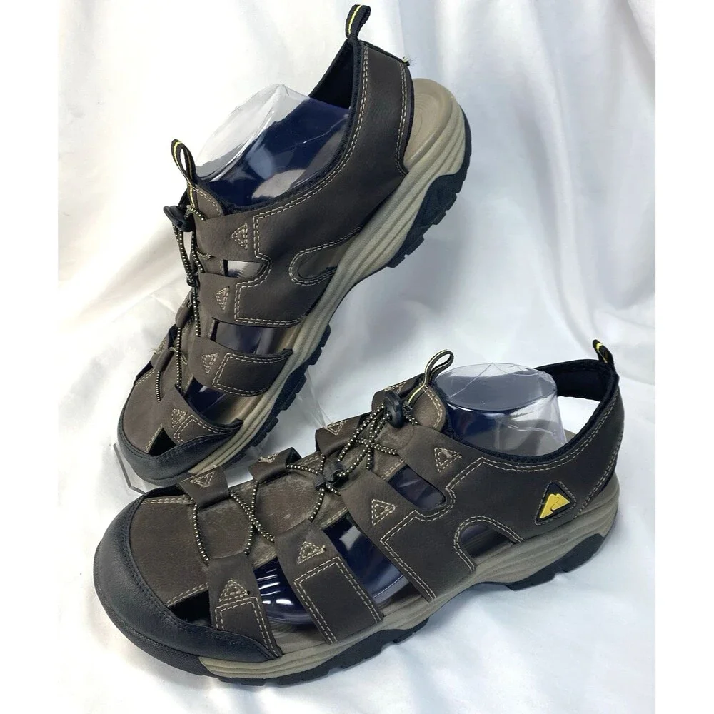 Ozark Trail Men's Sandal Size 13 Closed Toe Brown Toggle Lace Close Hiking/Water
